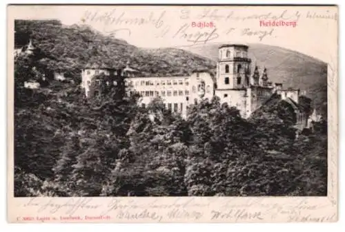 Relief-AK Blick auf das Schloss Heidelberg