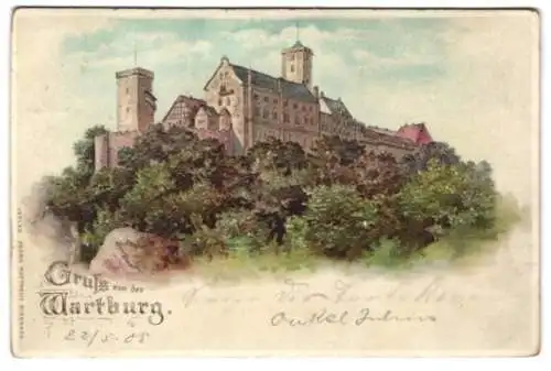 Relief-AK Blick auf die Wartburg