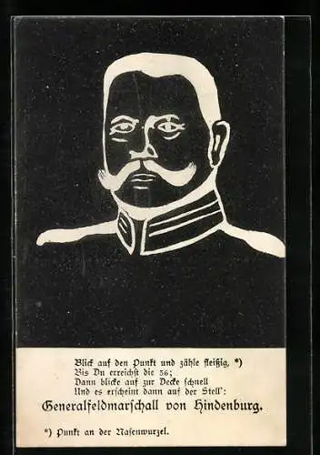 AK Generalfeldmarschall Paul von Hindenburg, optische Täuschung