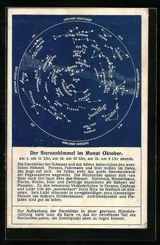 AK Der Sternenhimmel im Monat Oktober, Astronomie, Milchstrasse