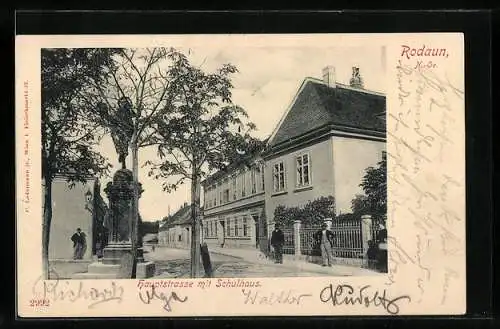 AK Wien-Rodaun, Hauptstrasse mit Schulhaus