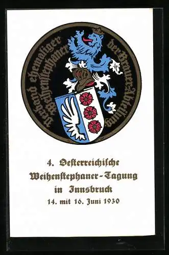 AK Innsbruck, 4. Österreichische Weihenstephaner-Tagung 1930, Stadtwappen