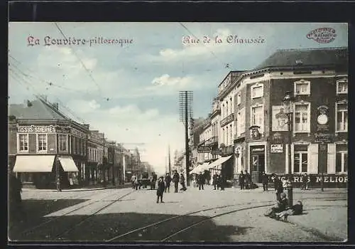 AK La Louvière, Rue de la Chaussée, Strassenpartie