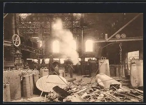 AK Couillet, Usines Métallurgiques du Hainaut, Vue de la Halle des aciéries Thomas