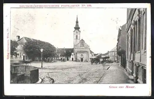 AK Mauer, Kutsche auf dem Marktplatz