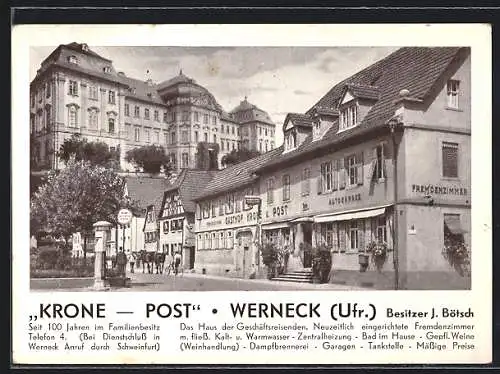 AK Werneck /Ufr., Gasthof Krone und Post, Inh. J. Bötsch