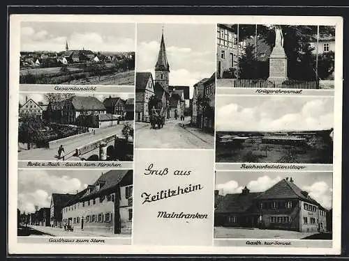 AK Zeilitzheim /Mainfranken, Gasth. zur Sonne, Reichsarbeitsdienstlager, Gasthaus zum Stern