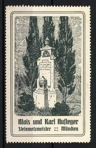 Reklamemarke München, Steinmetzmeister Alois und Karl Aufleger