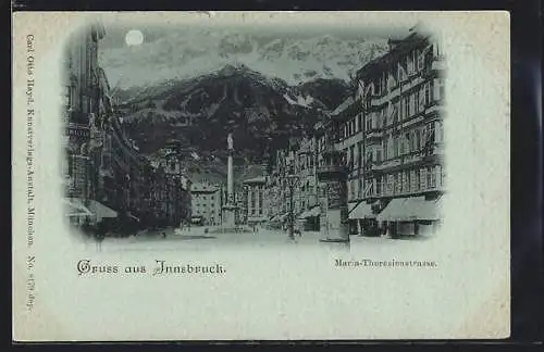 Mondschein-AK Innsbruck, Maria-Theresienstrasse