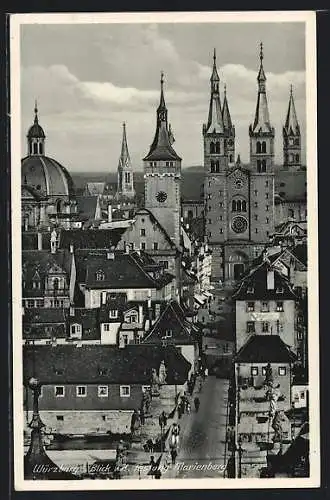 AK Würzburg, Blick v. d. Festung Marienburg