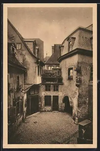 AK Würzburg, Dettelbacher-Gasse mit Bauernhof