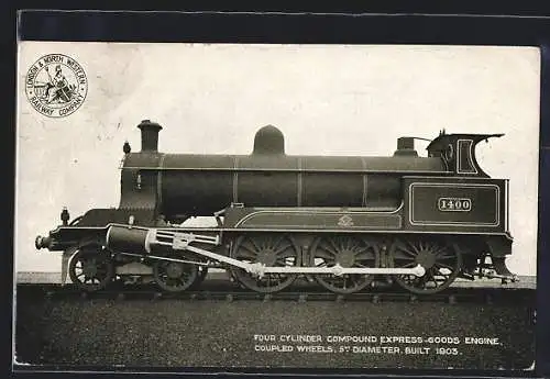 AK Four Cylinder Compound Express Goods Engine, Coupled Wheels, No. 1400, englische Eisenbahn