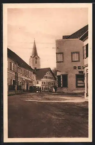 AK Gallspach /O.-Oesterreich, Strassenpartie mit Café-Restaurant zum grünen Baum