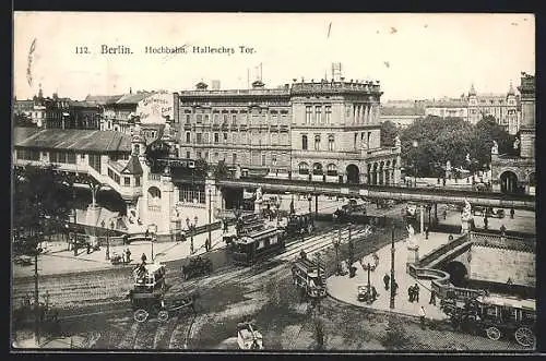 AK Berlin, U-Bahnhof Hallesches Tor mit Strassenbahn