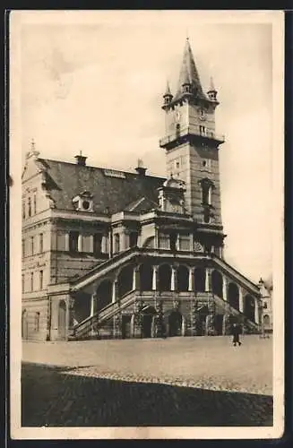 AK Mähr. Neustadt /Sudetenland, Partie am Rathaus