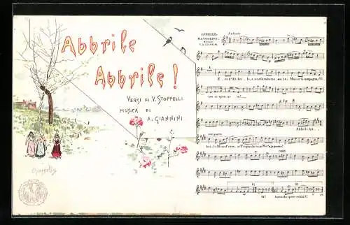 Künstler-AK sign. P. Scoppetta: Abbrile Abbrile!, Musica di A. Giannini, Napoli