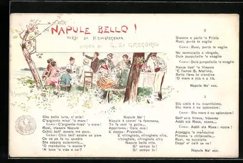 Künstler-AK sign. P. Scoppetta: Napule Bello!, Musica di G. Di Gregorio, Napoli