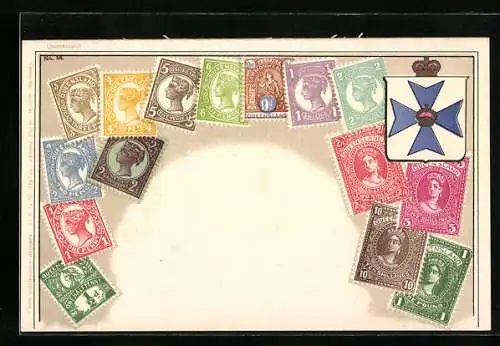 AK Queensland, Briefmarken mit Wappen