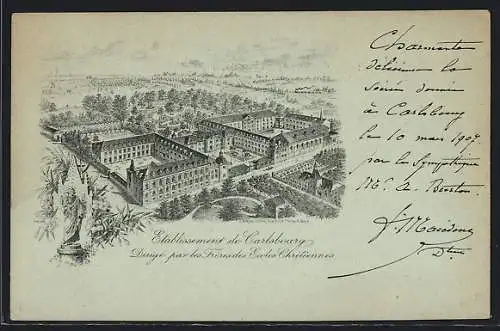 Mondschein-Lithographie Carlsbourg, Etablissement de Carlsbourg, dirige par les Freres des Ecoles Chretiennes