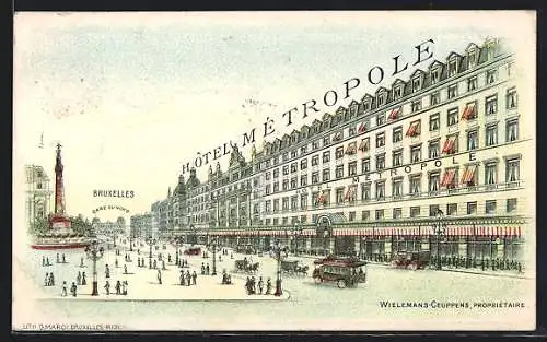 Lithographie Brüssel / Bruxelles, Hotel Metropole, Gare du Nord