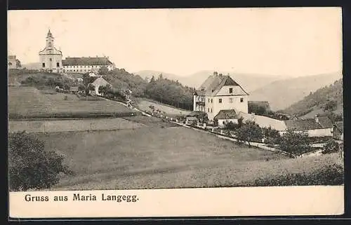 AK Maria Langegg, Panorama mit Kirche