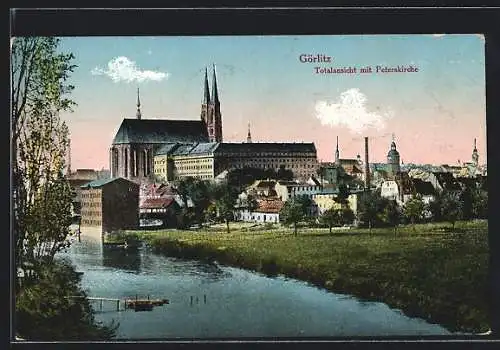 AK Görlitz, Gesamtansicht mit Peterskirche