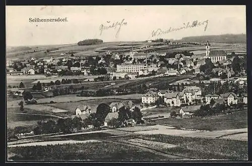 AK Seifhennersdorf, Ortsansicht aus der Vogelschau