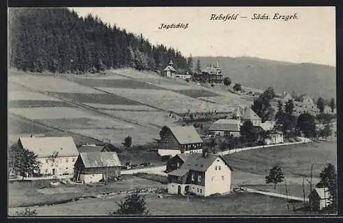 AK Rehefeld /Sächs. Erzgeb., Ortsansicht mit Jagdschloss