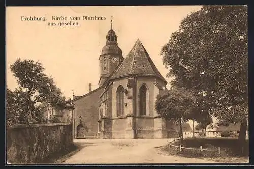 AK Frohburg i. S., Blick vom Pfarrhaus zur Kirche