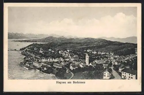 AK Hagnau am Bodensee, Ortsansicht mit Seeufer