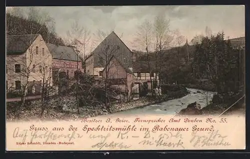 AK Spechtritz, Gasthaus Spechtritzmühle im Rabenauer Grund A. Geier