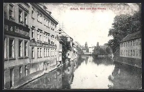 AK Erfurt, Blick nach dem Venedig, mit Möbel-Fabrik