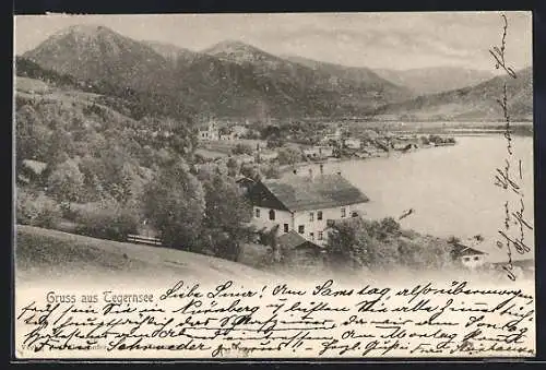 AK Tegernsee, Ortsansicht aus der Vogelschau