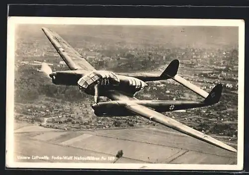 AK Focke-Wulf Nahaufklärer Fw 189 im Flug