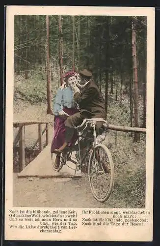 AK Mann und Frau auf einem Tandem