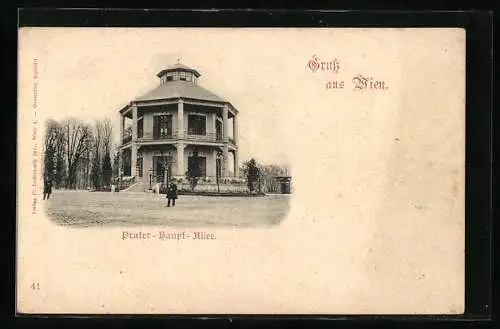 AK Wien, Wiener Prater, Haupt-Allee mit Turmgebäude