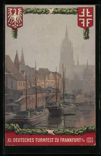 AK Frankfurt am Main, XI. Deutsches Turnfest Juli 1908, Boote