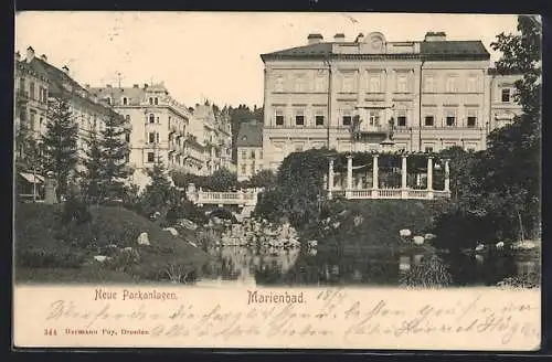 AK Marienbad, Neue Parkanlagen und Tepler-Haus