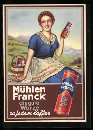 AK Reklame für Kaffee-Würze von Mühlen Franck