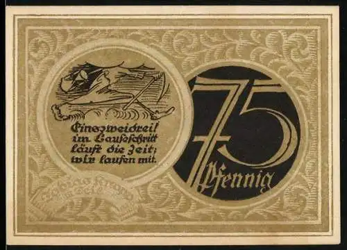 Notgeld Stolzenau 1921, 75 Pfennig, Geburtshaus von Dichter Wilhelm Busch