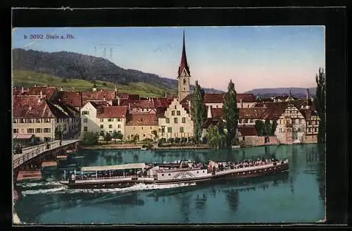 AK Stein am Rhein, Ortsansicht mit Dampfer Hohenklingen