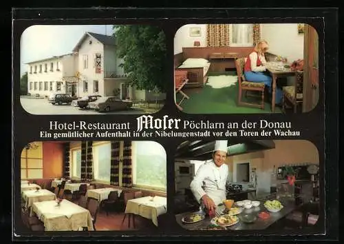 AK Pöchlarn an der Donau, Hotel Restaurant Moser, Küche, Zimmer, Bahnhofplatz3