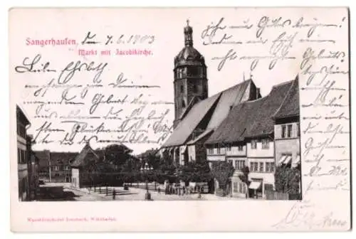 Relief-AK Sangerhausen, Markt mit Jacobikirche