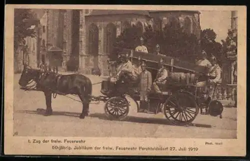 AK Perchtoldsdorf, I. Zug der freiw. Feuerwehr zum 50-jährig. Jubiläum 1919