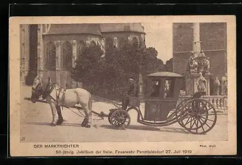 AK Perchtoldsdorf, Der Marktrichter in der Kutsche zum 50-jährig. Jubiläum der freiw. Feuerwehr 1919