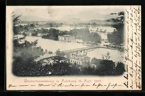 AK Salzburg, Überschwemmung am 14. Sept. 1899, Hochwasser