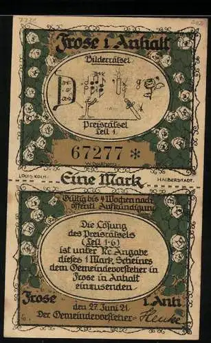Notgeld Frose i. Anhalt, 50 Pfennig, Mönchskloster und Nonnenstift