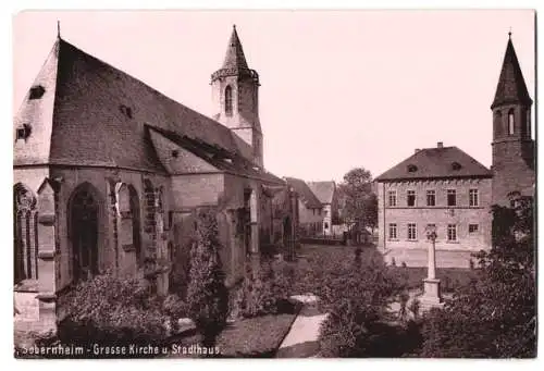 Fotografie unbekannter Fotograf, Ansicht Sobernheim, Grosse Kirche und Stadthaus