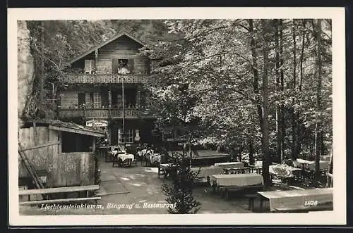 AK Liechtensteinklamm, Eingang und Restaurant