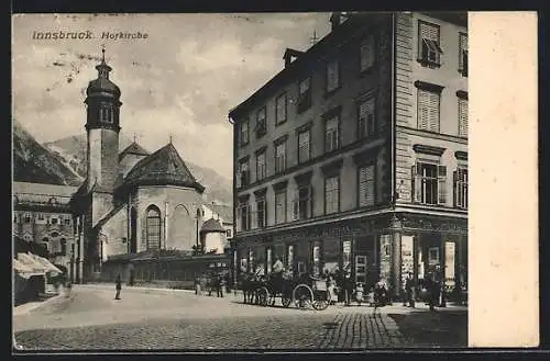 AK Innsbruck, Kunsthandlung Fr. Unterberger und die Hofkirche